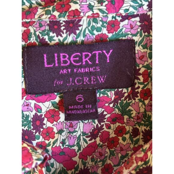 J Crew Liberty London Art Fabrics floral Button Up Shirt Sz 6 Preppy Fuscia - Picture 6 of 8